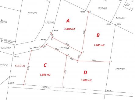 NAVRH DELENI_1737_94_detail_vymery | Prodej - pozemek pro bydlení, 1 000 m²