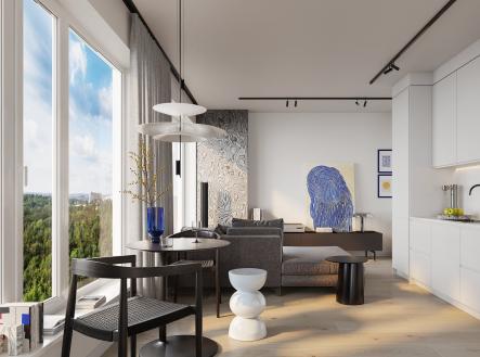 HEN_P13Kamyk_ms01_interiorHR | Prodej bytu, 2+kk, 49 m²