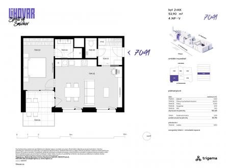 7041 | Prodej bytu, 2+kk, 50 m²