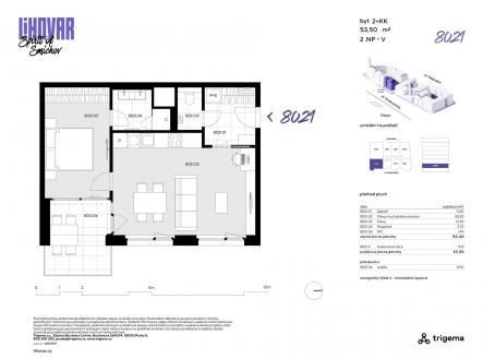 8021 | Prodej bytu, 2+kk, 50 m²