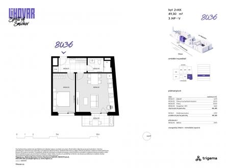 8036 | Prodej bytu, 2+kk, 46 m²