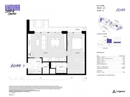 6044 | Prodej bytu, 2+kk, 55 m²