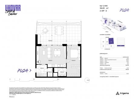 7024 | Prodej bytu, 2+kk, 55 m²