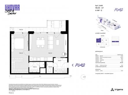 7042 | Prodej bytu, 2+kk, 55 m²