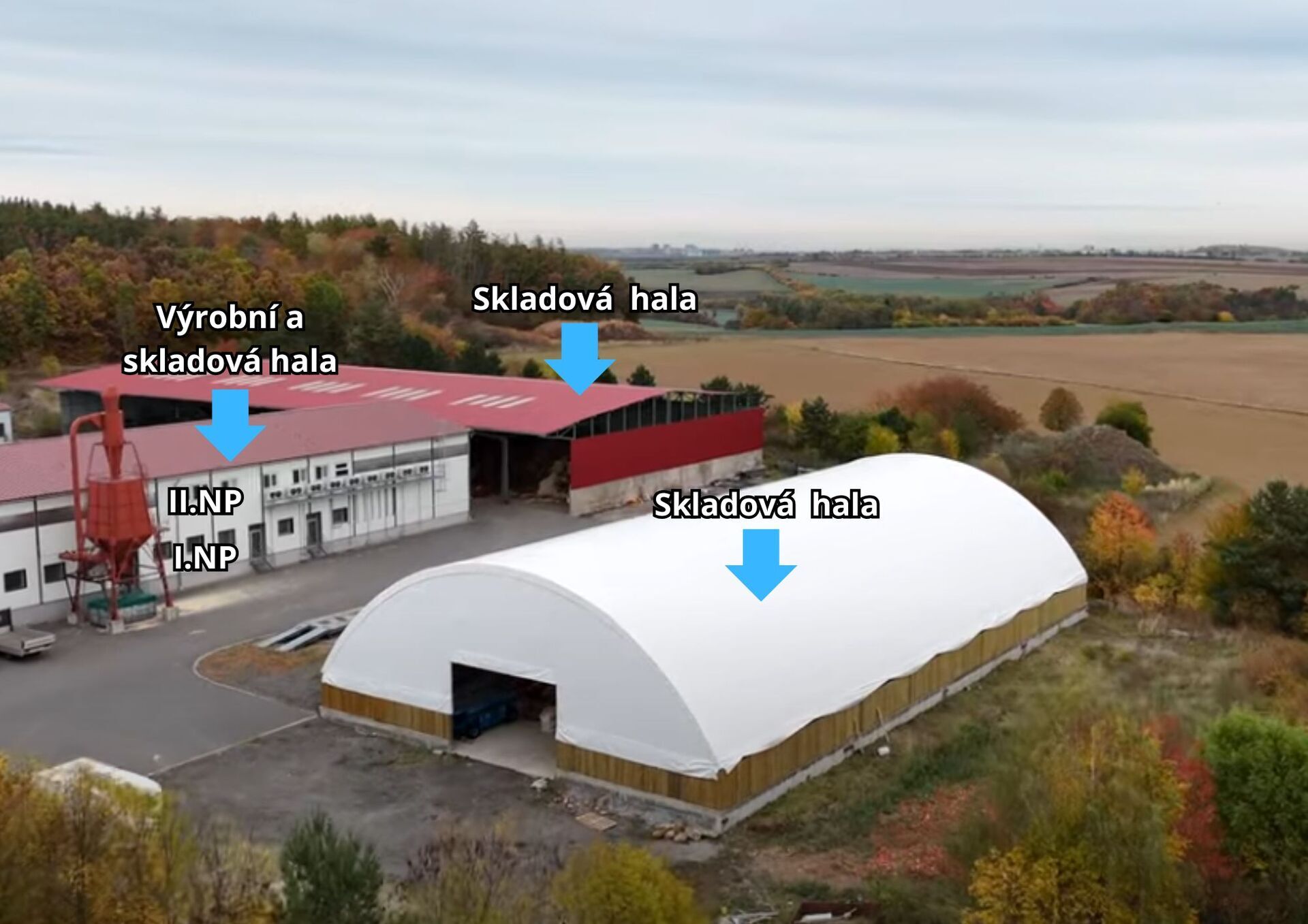 Pronájem obloukové skladové haly 1250 m2, Tachlovice, Praha-západ