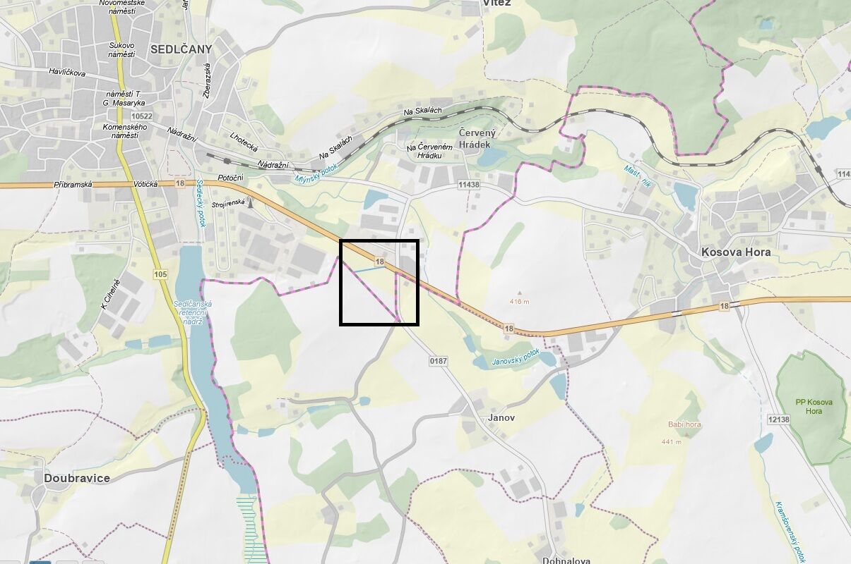 Prodej pozemku 54.104 m2 v Sedlčanech