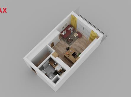 1-kk-vtacia-perspektiva.jpg | Pronájem bytu, 1+kk, 62 m²