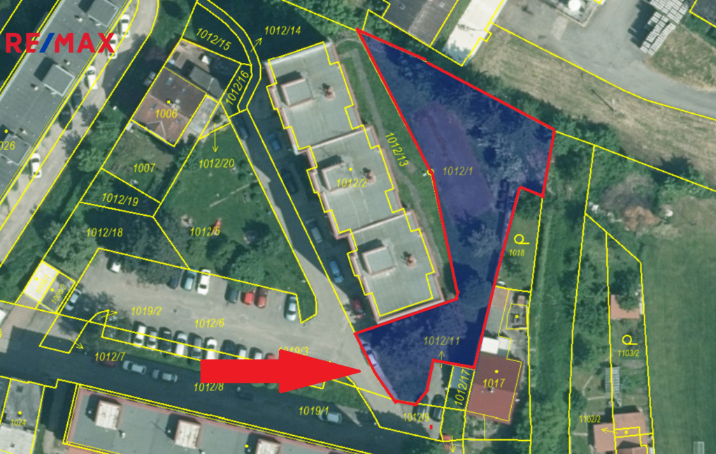 katastrální mapa s předmětným pozemkem