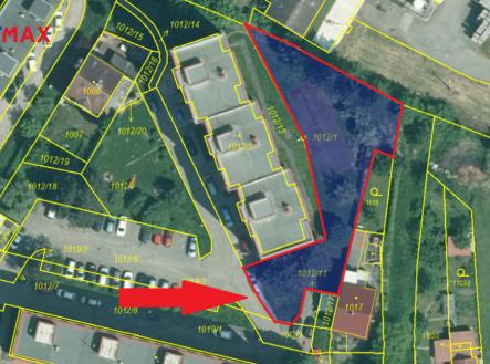 katastrální mapa s předmětným pozemkem | Prodej - pozemek, ostatní, 935 m²