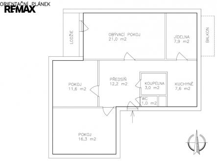 orientační plánek | Prodej bytu, 4+1, 95 m²