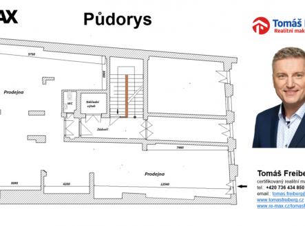 Půdorys | Pronájem - obchodní prostor, 186 m²