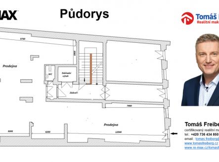 Půdorys | Pronájem - obchodní prostor, 186 m²
