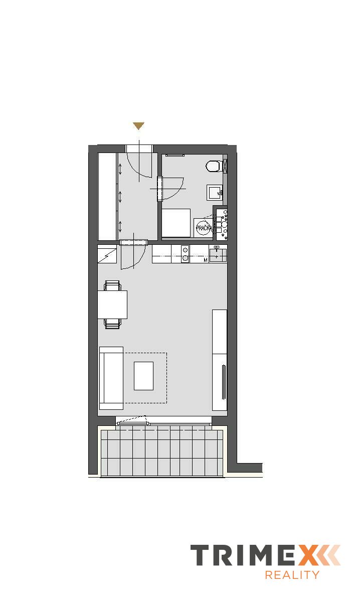 Bytová jednotka 1+kk s balkonem a komorou, 34,86 m2, Bílá Perla, Opava