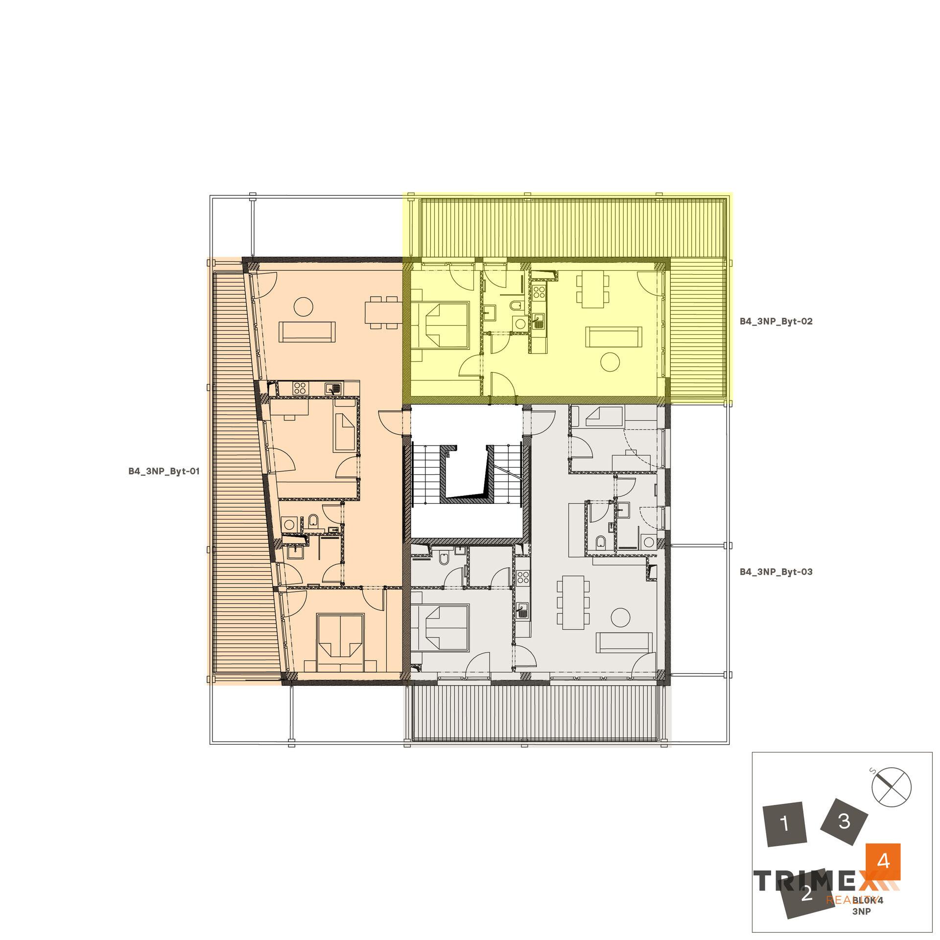 Rezidenci Štěpánov, Valašské Meziříčí, bytová jednotka 2+kk, 39,82 m2, balkon 35,65 m2