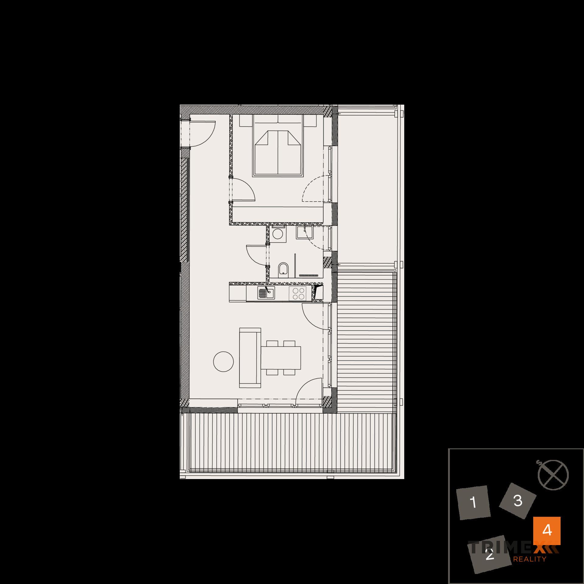 Rezidenci Štěpánov, Valašské Meziříčí, bytová jednotka 2+kk, 45,26 m2, balkon 25,40 m2