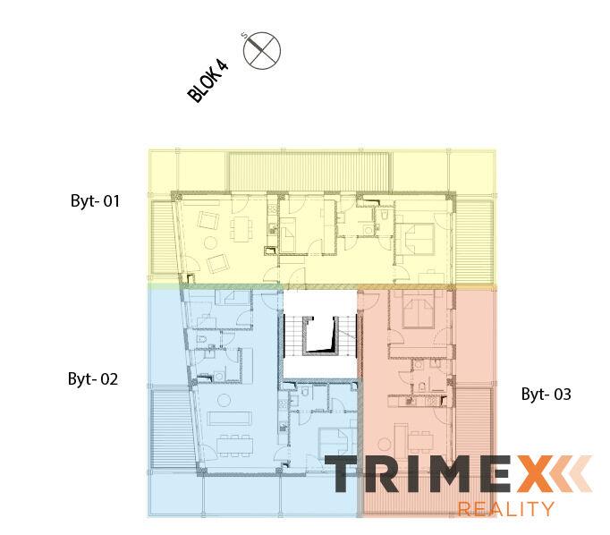 Rezidenci Štěpánov, Valašské Meziříčí, bytová jednotka 2+kk, 45,26 m2, balkon 25,40 m2