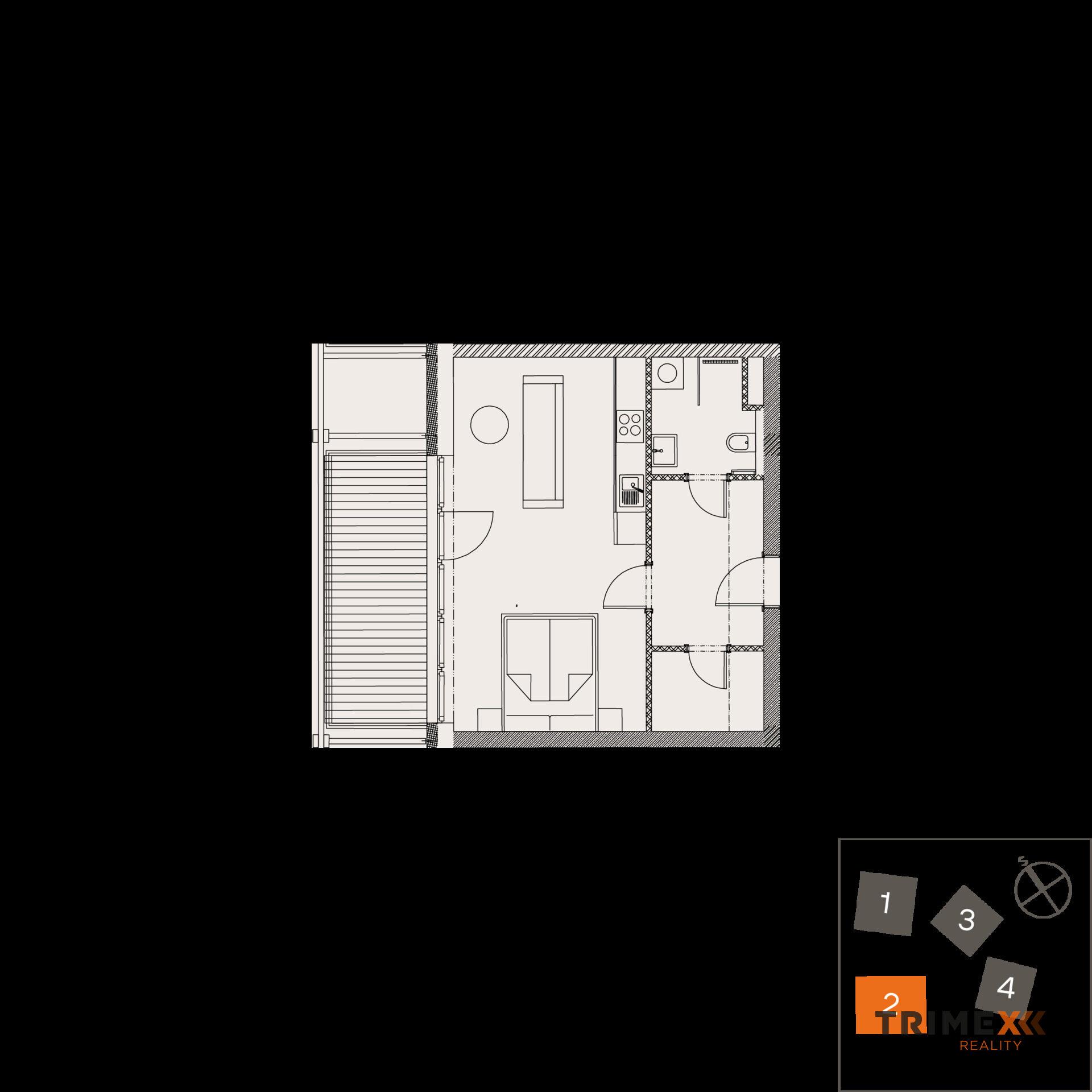 Rezidenci Štěpánov, Valašské Meziříčí, bytová jednotka 1+kk, 38,93 m2, balkon 9,55 m2