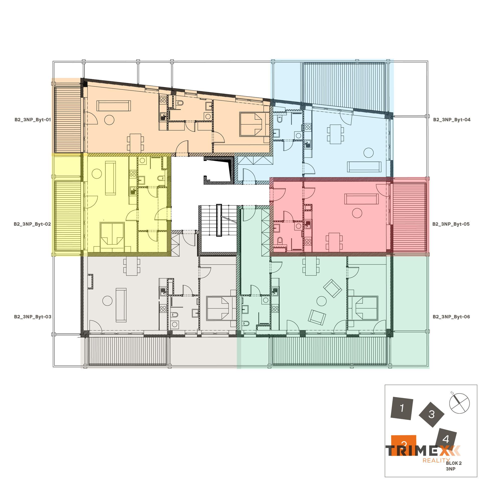 Rezidenci Štěpánov, Valašské Meziříčí, bytová jednotka 1+kk, 38,93 m2, balkon 9,55 m2