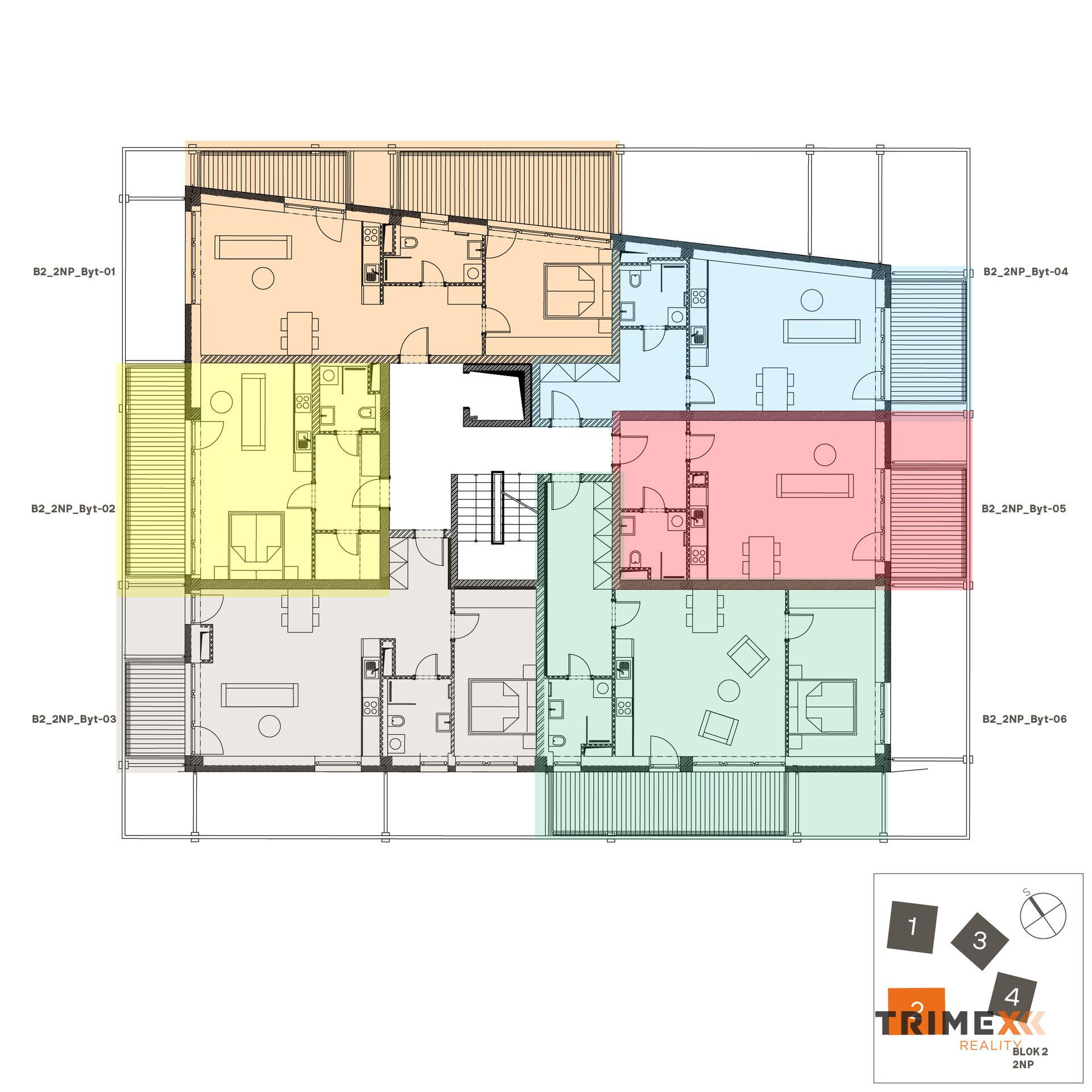 Rezidenci Štěpánov, Valašské Meziříčí, bytová jednotka 1+kk, 41,04 m2, balkon 8,51 m2