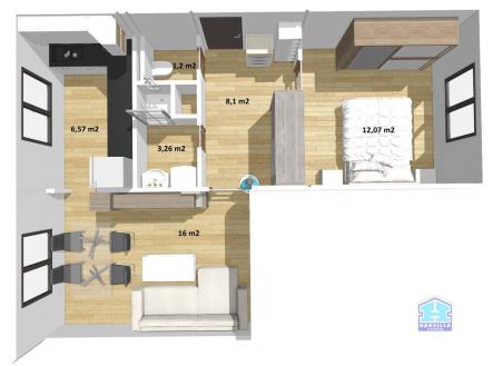 planek3 | Pronájem bytu, 2+1, 47 m²