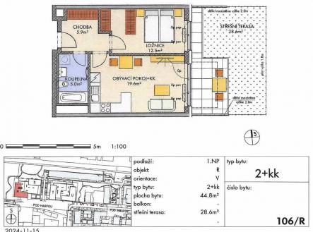 pudorys.jpg | Prodej bytu, 2+kk, 44,8 m²