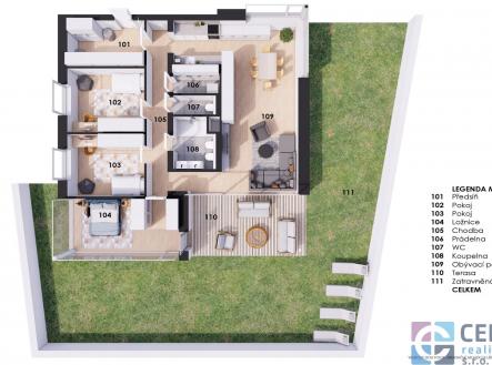 Půdorys bytu | Prodej bytu, 4+kk, 120 m²