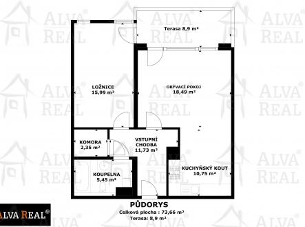 Obrázek k zakázce č.: 726731 | Pronájem bytu, 2+kk, 73 m²