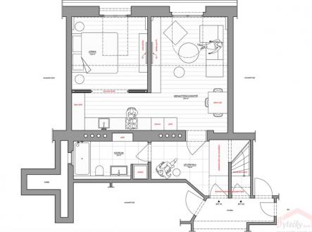 Nový stav - plánek.jpg | Prodej bytu, 2+1, 132 m²