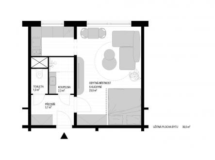 Bez popisku | Prodej bytu, 1+kk, 30 m²