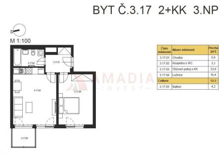 . | Prodej bytu, 2+kk, 51 m²