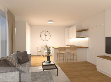 VIZUALIZACE | Pronájem bytu, 1+kk, 34 m²