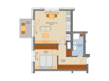 . | Prodej bytu, 2+kk, 52 m²