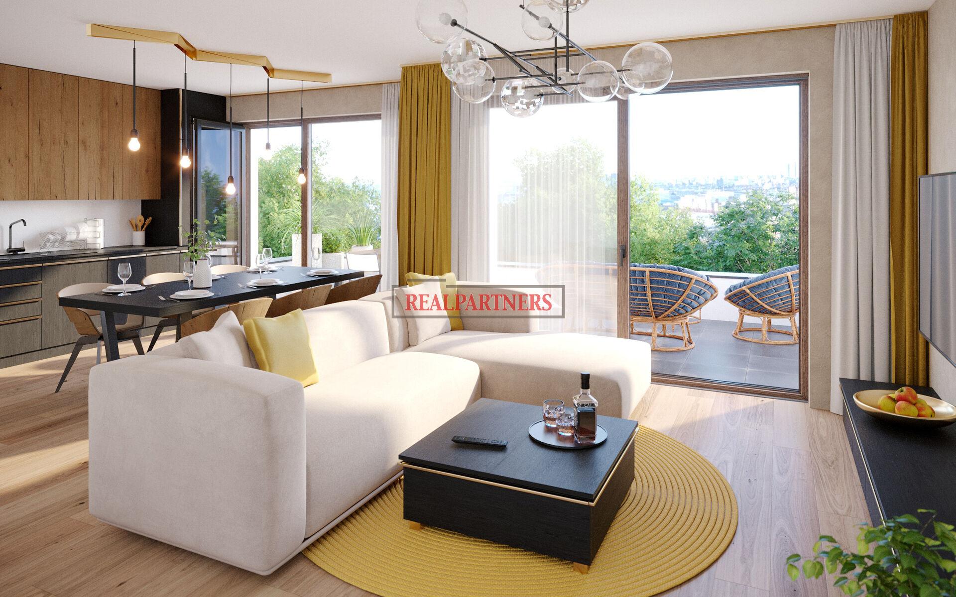 Novostavba bytu 3+kk o ploše 75,6m2 + 5m2 balkón ve výstavbě u Roztylského náměstí.