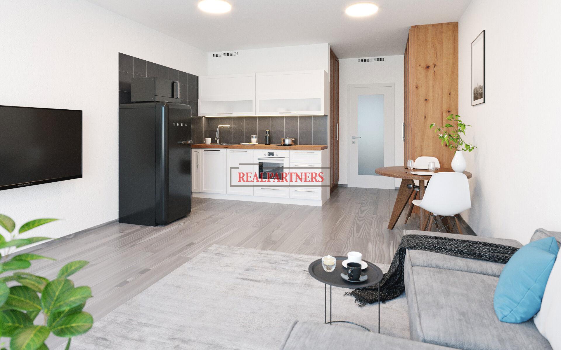 Novostavba bytu 1+kk o ploše 30,3m2 + 4,6m2 balkón ve výstavbě u Roztylského náměstí.