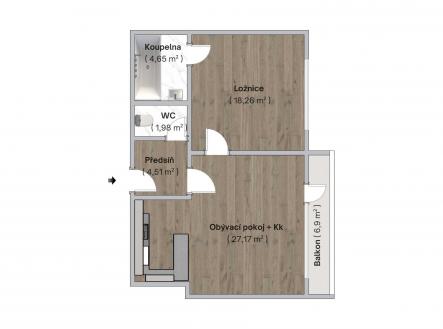 . | Prodej bytu, 2+kk, 52 m²
