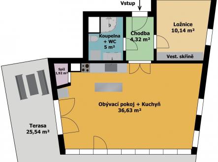 plánek | Prodej bytu, 2+kk, 90 m²