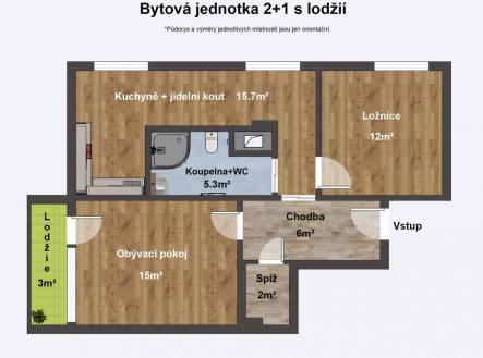 Plnek ve 2D.jpg | Pronájem bytu, 2+1, 60 m²