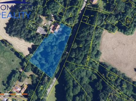 Katastrln mapka + ortofoto cel pozemek.jpg | Prodej - pozemek pro bydlení, 2 950 m²