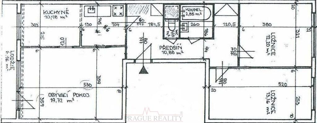 Prodej prostorného 3+1, 73m2 + velká lodžie 7m2, v 7.patře s výtahem na Praze 4 - Chodov