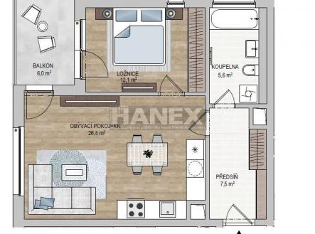 . | Pronájem bytu, 2+kk, 55 m²