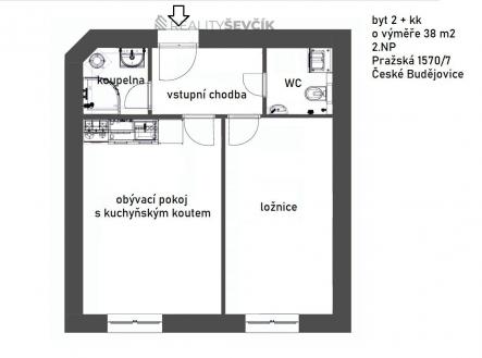Pronájem bytu, 2+kk, 38 m²
