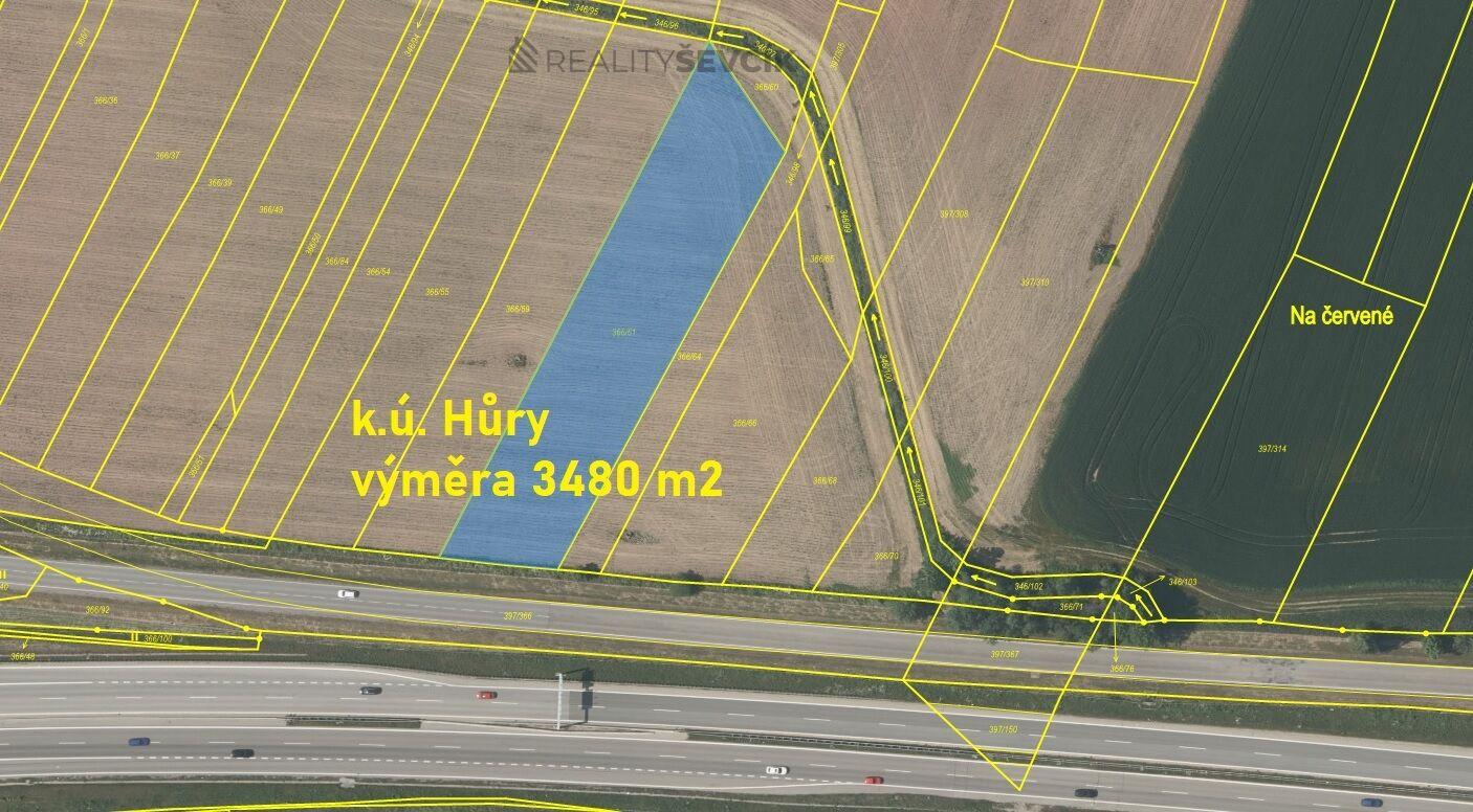 Prodej pozemku pro komerční využití o výměře 3480 m2 v k.ú. Hůry, okres České Budějovice