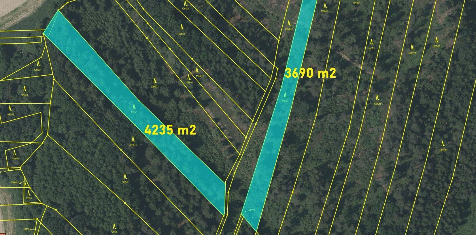 Prodej lesních pozemků o výměře 18018 m2 v k.ú. Srubec, okres České Budějovie