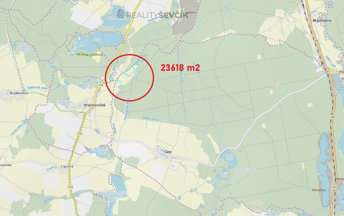 Prodej zemědělské půdy 23618 m2 v k.ú. Cep, okres Jindřichův Hradec