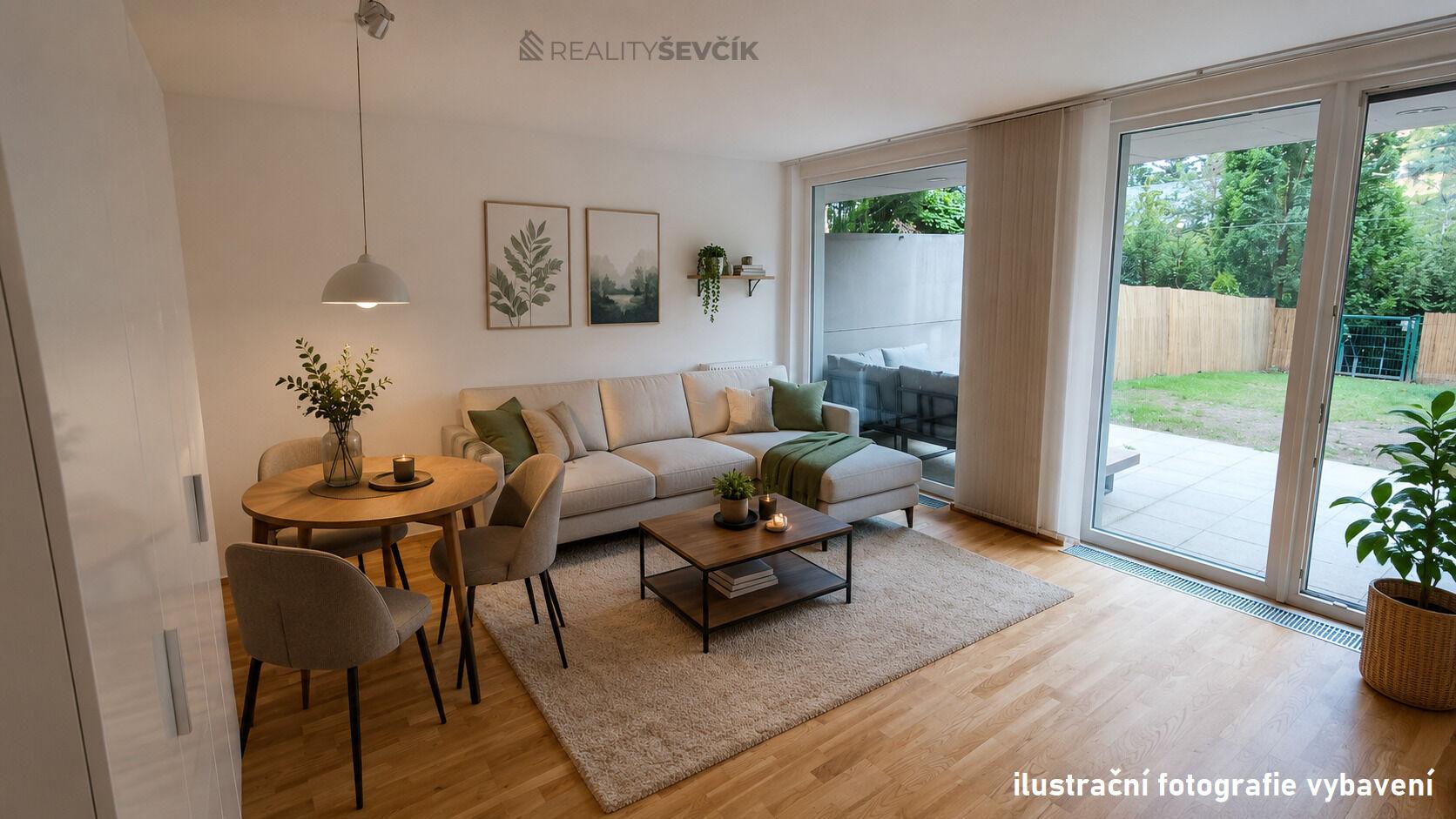 Byt 2+kk se zahradou 59 m², terasou a garážovým stáním v uzavřené Rezidenci Libuš, Praha 4