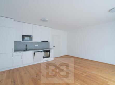 Pohled na kuchyň | Pronájem bytu, 1+kk, 43 m²