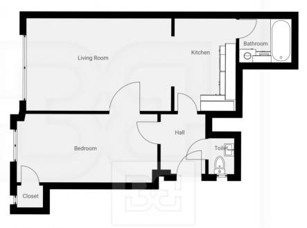 Půdorys 2+kk | Pronájem bytu, 2+kk, 47 m²