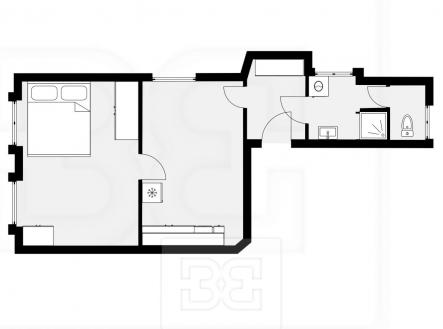 Půdorys | Pronájem bytu, 2+kk, 43 m²