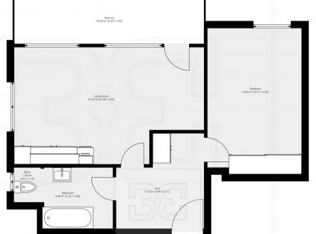 Půdorys | Pronájem bytu, 2+kk, 67 m²