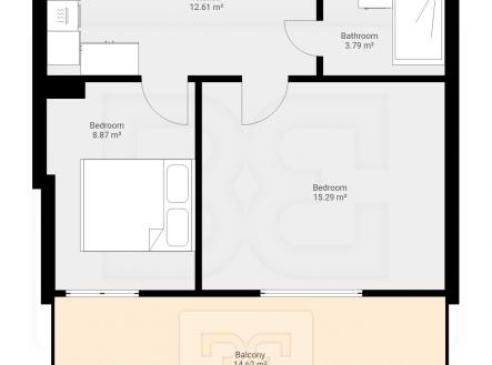 Půdorys | Pronájem bytu, 2+1, 63 m²